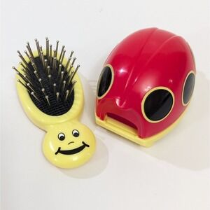 American Girl Bitty Baby Twins 2010 Lady Bug Brush & Mirror Set Red Yellow EUC